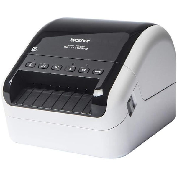 Storformatsetikettskrivare med många anslutningar (USB, Ethernet, Wi-Fi, Bluetooth, Airprint) Vit och svart
