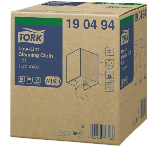 Tork Premium luddfri rengöringsduk, kompatibel med W1- och W2-system / enkelskikts - 180m x 27,5 cm - 1