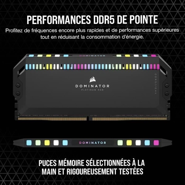 CORSAIR Dominator PLATINUM RGB - 32GB 2x16GB - DDR5 5200MHz - CAS40 - Svart (CMT32GX5M2B5200C40)