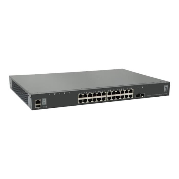 LevelOne GTL-2891 Managed C3 Switch 24 x 10-100-1000 + 2 x 10 Gb SFP+ (upplänk) Rackmonterbar Grå