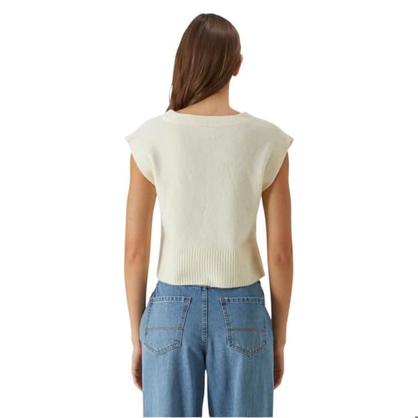 Pull col V utan ärmar dam Urban Classics vitt sand M