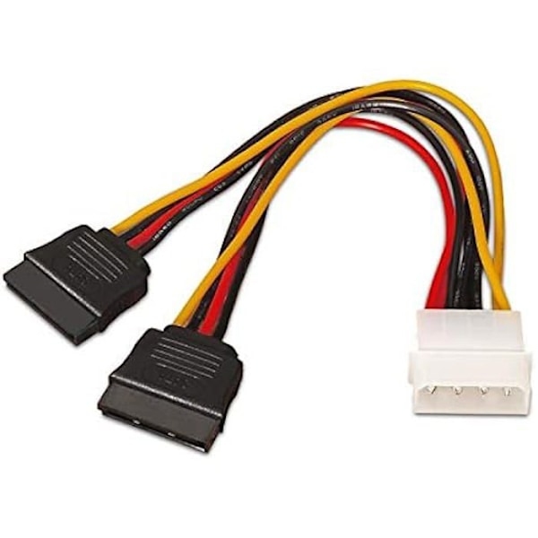 SATA strömkabel - AISENS - A131-0161 - Molex 4-pins hane till 2 SATA hona - 20 cm - Svart