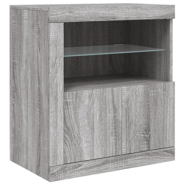 vidaXL Buffé med LED-lampor sonoma grå 60,5x37x67 cm 836621