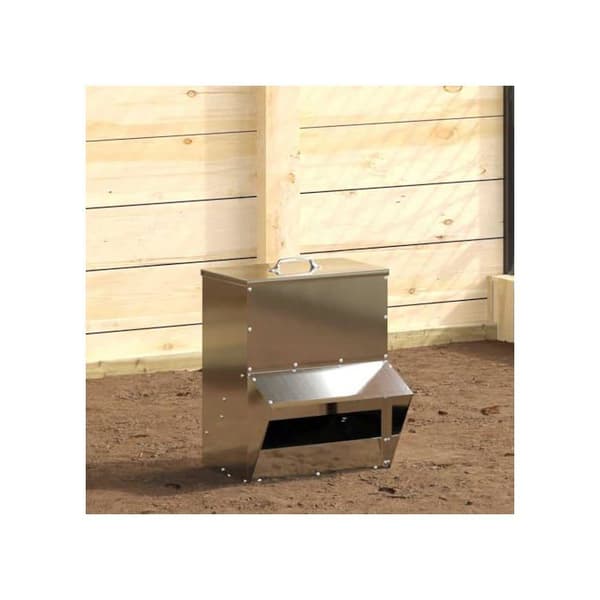 Foderautomat för höns i galvaniserat stål - vidaXL - Silver - 35x20,5x43,5 cm - 3,4 kg - Hållbar