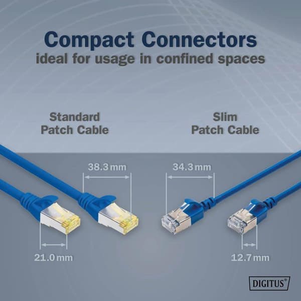 Ethernet-kabel Cat 6A - DIGITUS - 2m - Slim - 10 Gbit/s - Blå