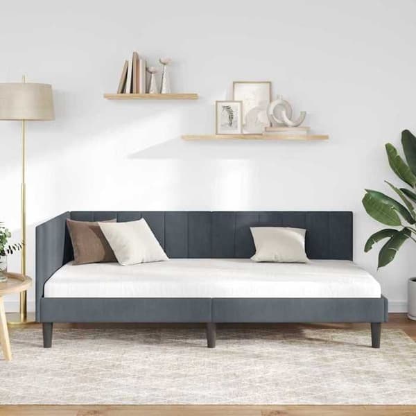 vidaXL Hörnsängram Mörkgrå 90 cm x 190 cm Sammet 42016339