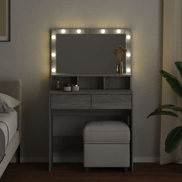 Frisör med LED sonoma grå 80x41x134,5 cm