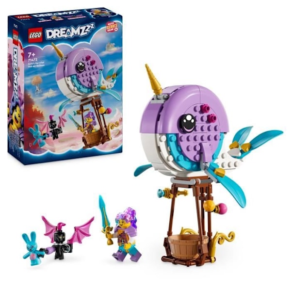 LEGO® 71472 DREAMZzz Izzies varmluftsballong för narval, leksak för sjödjur, räddning av Bunchu-kanin med valfigur Blå, vit, rosa