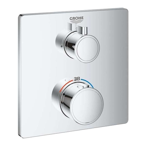 Fasad - Termostatblandare - GROHE - Grohtherm - Kromad - Väggmonterad - 1 Utdelning Krom