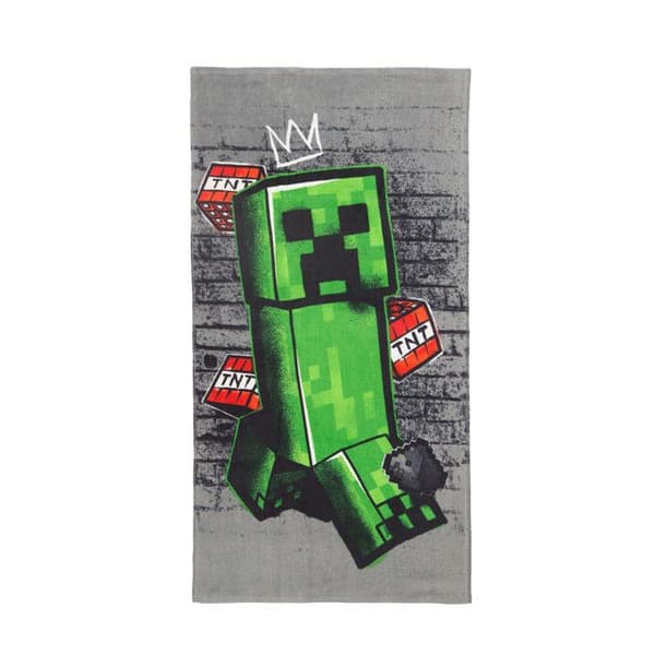 Strandhandduk - GENERISK - Metro Art Creeper - 100% bomull - 70x140 cm - Grå Grå