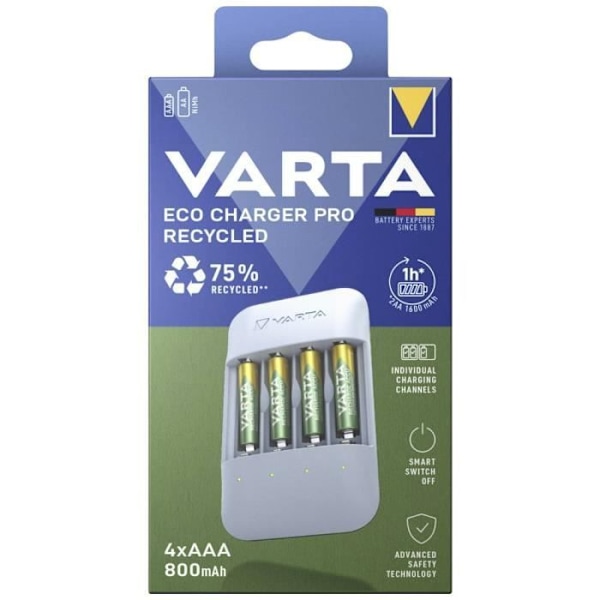 Batteriladdare - VARTA - Eco Charger Pro - NiMH LR03 (AAA), LR6 (AA) - Laddningsbar - Inomhus
