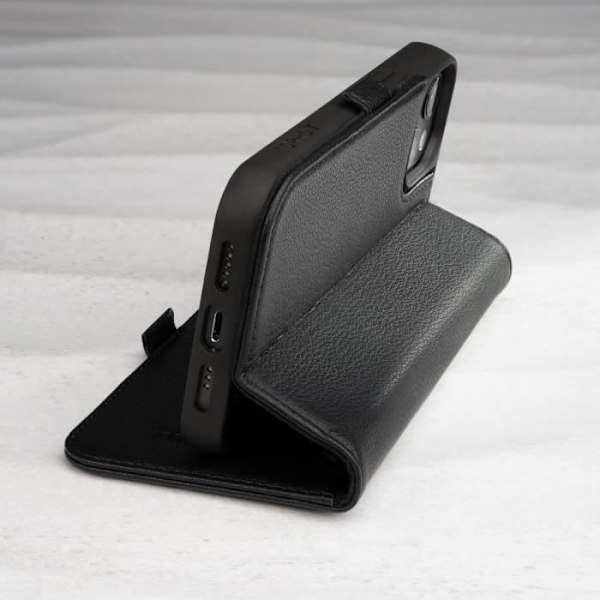 Coque i Läder - TORRO - iPhone 14 - Kortficka - Inbyggt Stöd - Stötabsorberande Svart Svart