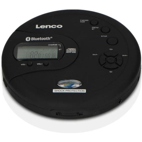 Bärbar Bluetooth CD/MP3-spelare med stötskydd Lenco CD-300BK Svart