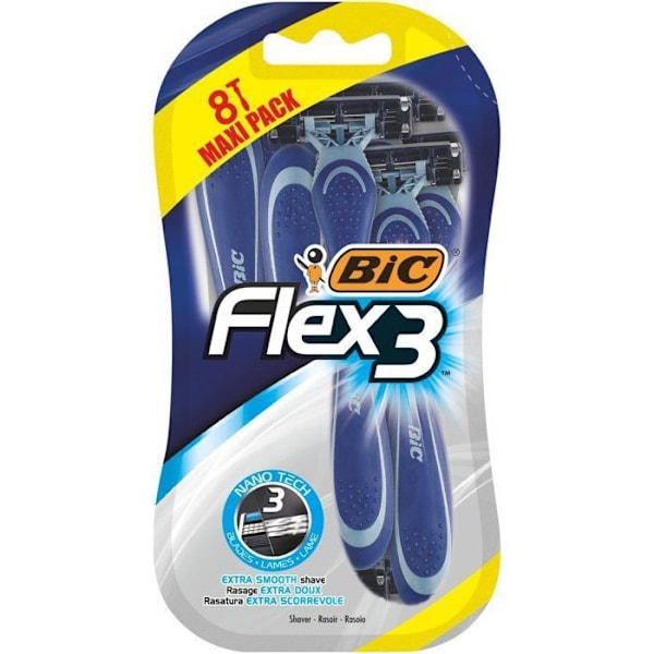 BIC Flex 3 engångsrakhyvlar 3 mobila blad 8 enheter