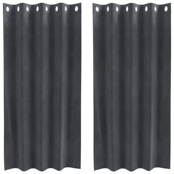 Ljusgrå gardin med öljett 140 x 175 cm polyester - 1 panel Ljusgrå