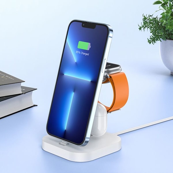 Trådlös laddstation - Hoco - Graceful (CW43) - Svart - Kompatibel med iPhone, Apple Watch, AirPods Svart
