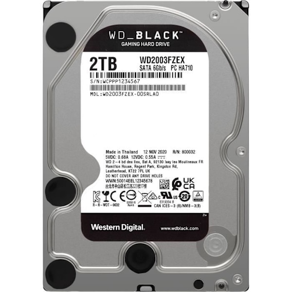 WD Black™ - Prestanda intern hårddisk - 2TB - 7200 rpm - 3,5" (WD2003FZEX)