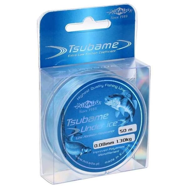 Monofilament - Mikado - Tsubame Under Ice - Hög hållfasthet - 0.180 mm - Blå Blå