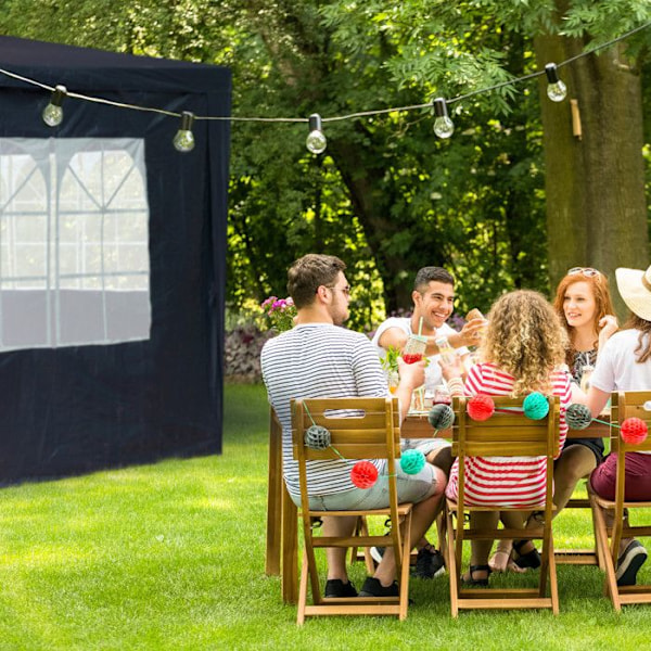 Relaxdays Sidepanel för paviljong, set om 4, 2x3 m, sidopaneler med fönster och blixtlås, blå blå, transparent, vit