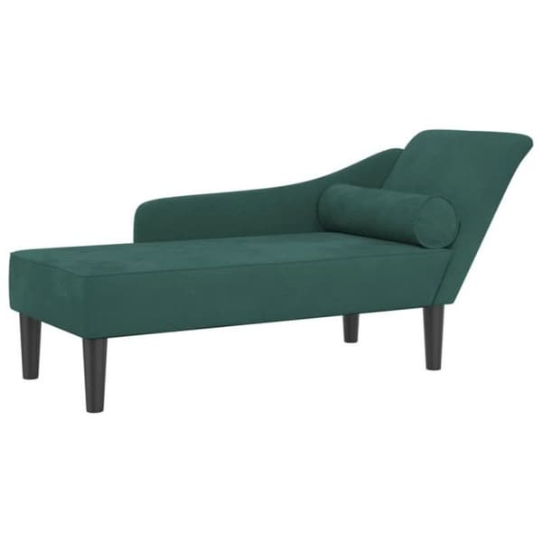 Soffa med mörkgrön sammetskuddar