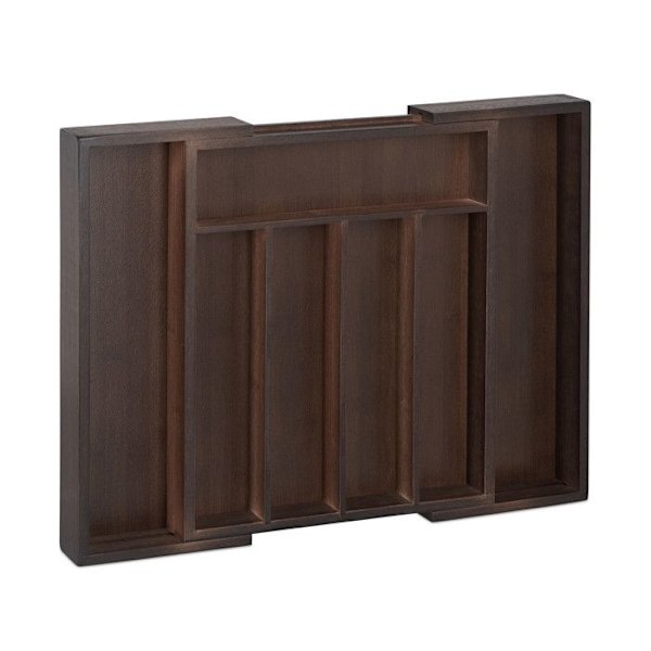 Relaxdays Drawer Bestick Box, Expanderbar, Variabel Bredd, 5-7 fack, Bambu Organizer, 5,5x48,5x37cm, Brun mörkbrun