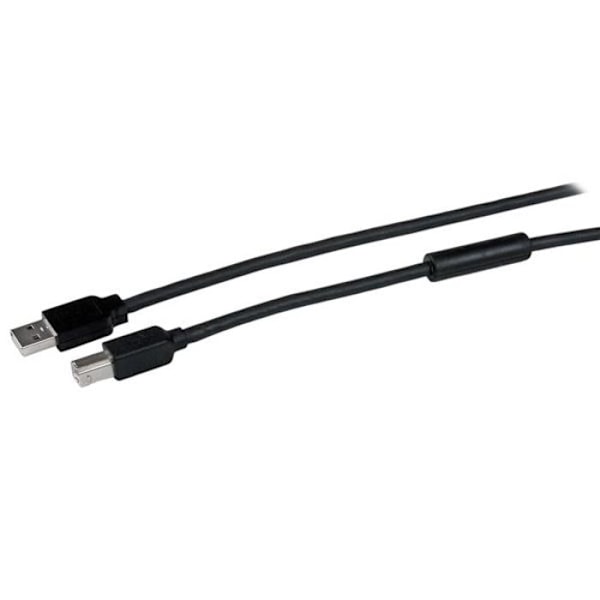 STARTECH.COM Aktiv USB A till B-kabel - USB AB skrivarkabel - M / M - 1x USB A hane, 1x USB B hane - 15 m - Svart