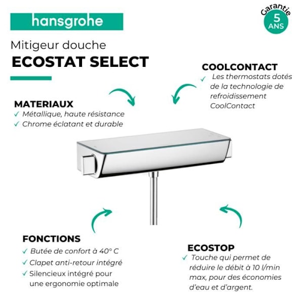 hansgrohe Termostatisk duschblandare Ecostat Select Chrome 13111000 Grå