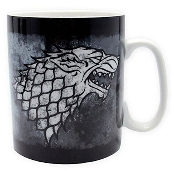 Game Of Thrones Mugg - Stark - 460 ml - Porslin med ask - ABYstyle Svart; blå och vit