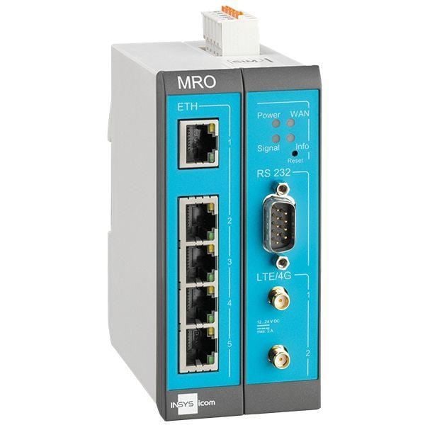 INSYS icom Insys Microelectronics MoRoS MRO-L210 Ansluten router 10 Gigabit Ethernet, 100 Gigabit Ethernet Blå, Grå,