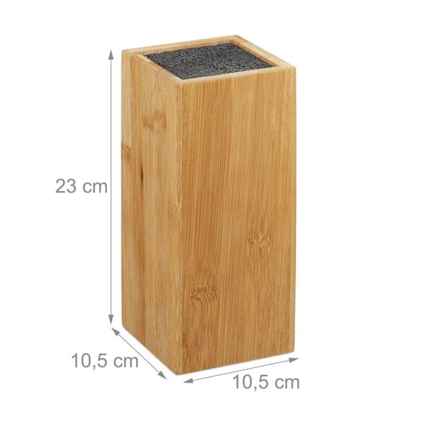 Relaxdays Knivförvaring, bambu, ogarnad, med infällning i plaststänger, universell, 23x10,5x10,5 cm, natur ljusbrun, svart