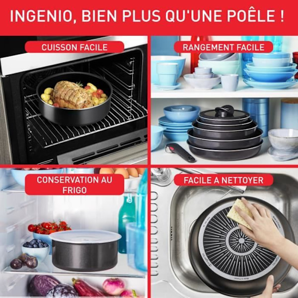 Kasserolle - TEFAL - Ingenio Easy Plus - 18 cm - Non-stick - Stapelbar - Diskmaskinskompatibel Tobak