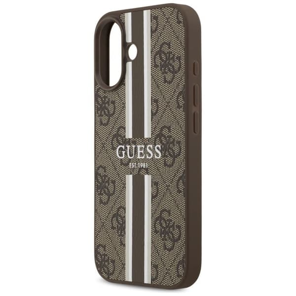 Coque Guess Hardcase 4G Printed Stripes MagSafe för iPhone 17 - Brun Brun