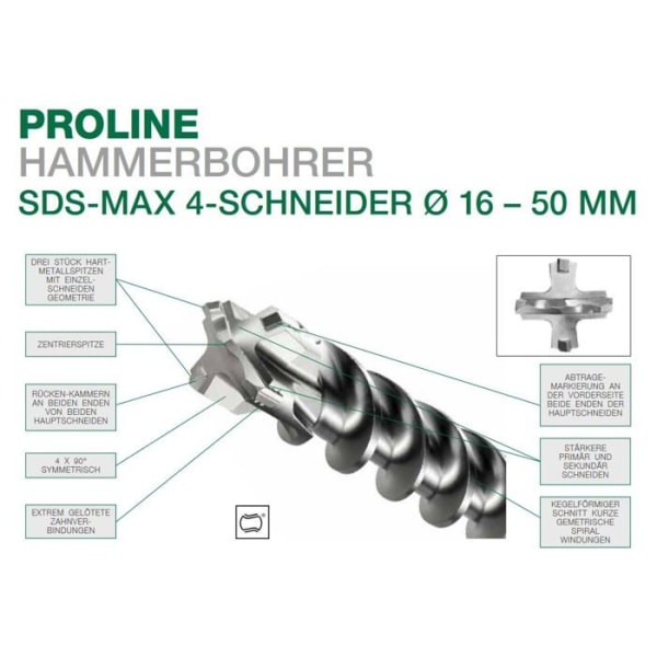 Hitachi borr - SDS-Max-Bohrer - SDS-Max Power Super Drill, 50 x 520 mm (GL570 mm)