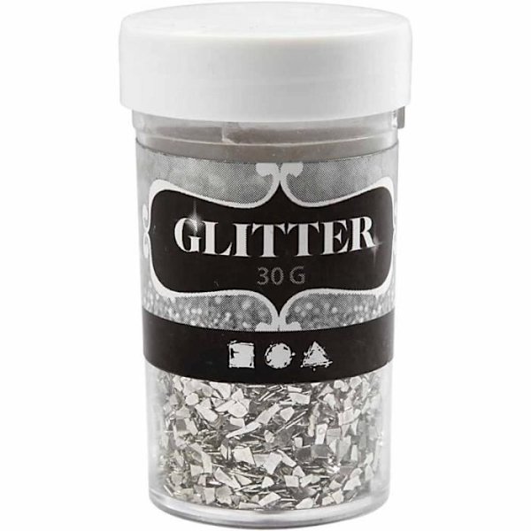Skimrande platta paljetter med en glittrig twist - levereras i en burk med skruvlock. ref 28431