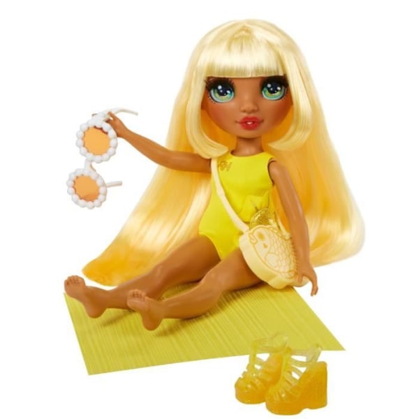 Rainbow High Swim & Style - Leddocka 27 cm - Sunny (Gul) - Baddräkt + Pareo - från 4 år Gul