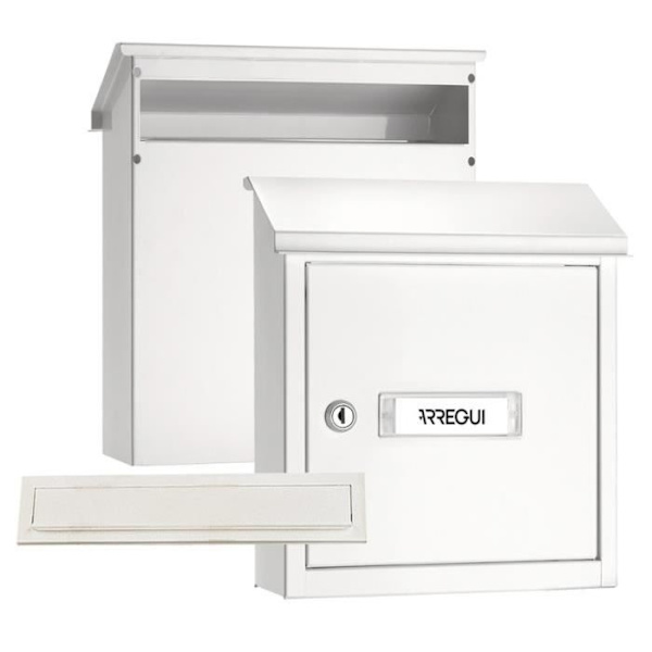 ARREGUI V4031 Pack Entrémun + Stålbrevlåda för dörr, vägg och port, 23 x 3 cm spår, A5-format, vit Vit