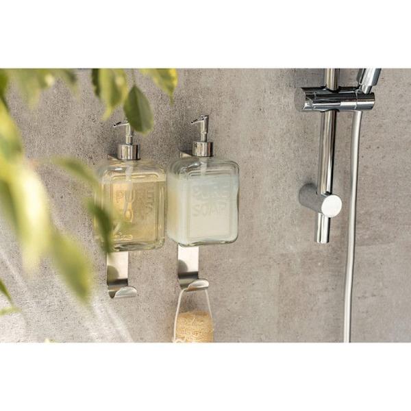 WENKO Dispenser för flytande tvål "Pure Soap", Kapacitet 550 ml, dispenser för flytande tvål, 9,5x20x6 cm, transparent Transparent