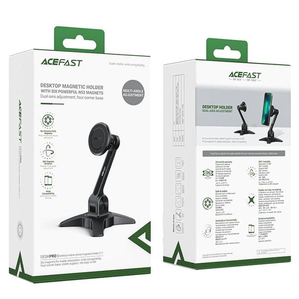 Magnetiskt stöd för telefon - ACEFAST - E11 - Justerbart - Fällbart - Stort kompatibilitet Svart