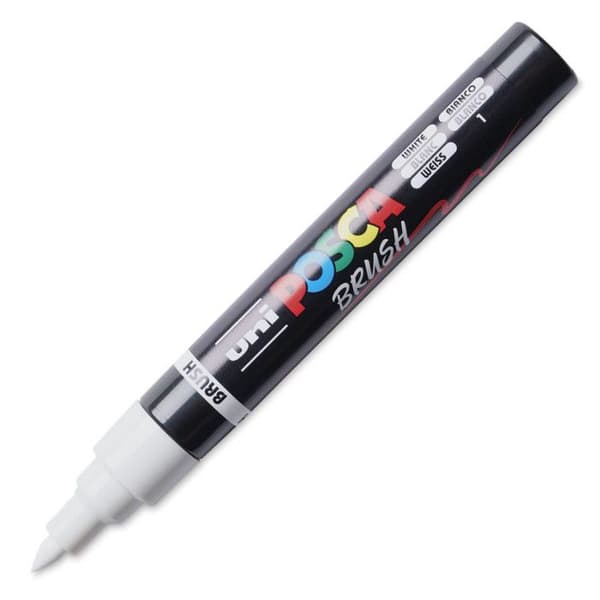 POSCA-markör - Vit - Penseltopp - PC5BR - Alla ytor Vit