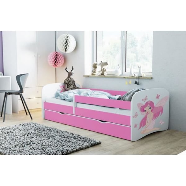 Kocot Kids Cot Babydreams rosa fe med fjärilar utan låda, madrass 140/70 - 5903282041004