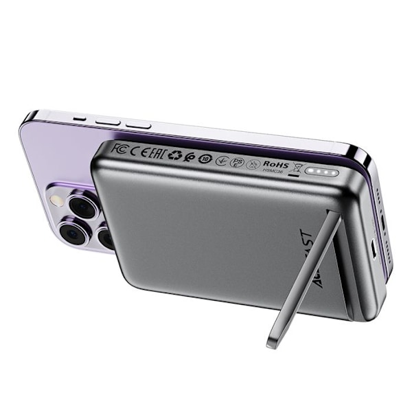 Trådlös extern batteri, Typ-C, 10 000 mAh, PD20W, PD20W, LED-indikator - Acefast (M6-10000) - Svart