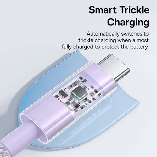 USB-kabel till Type-C, Super Snabb Laddning 100W, 1m - Baseus Gem (P10373002511-00) - Nebula Lila