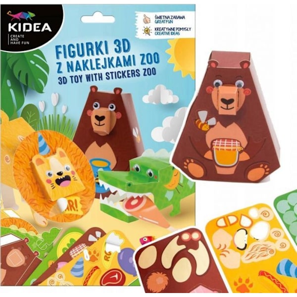 Figurine miniatur - miniatyrfigur Derform - F3DNZOKA - ZEST KREAT FIGURINER KLISTERMÄRKEN ZOO 3D 180X260 KIDEA