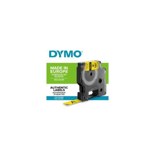 DYMO Rhino - Vinylindustrietiketter 12 mm x 5,5 m - Svart på gult