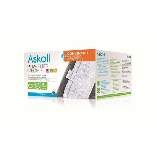 Luftfilter - Askoll vattenfilter - AC350014 - Pure Filter Media Kit + ekonomiskt med 3 Action Cartridges, XL