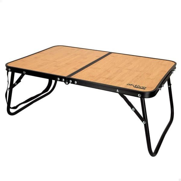 Fällbord - AKTIVE - 60x40x25 cm - Bambueffekt - Aluminiumstruktur - Stöder 20 kg - Säkerhetslås Bambu