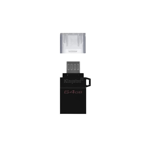 Kingston DataTraveler DTDUO3G2 microDuo3 G2 64GB microUSB-minne och USB Type-A-portar för Android OTG Black Svart