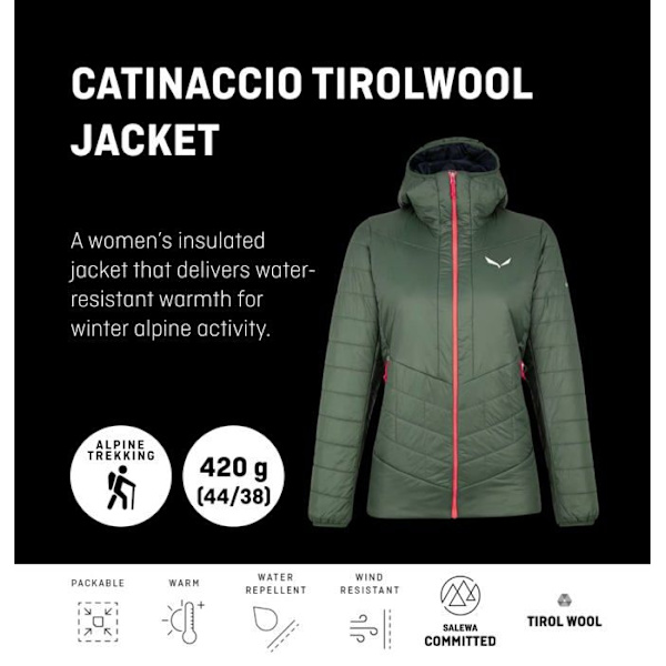 Jacka - peacoat - kappa - kavaj Salewa - 00-0000027992 - Catinaccio Twr W Jacka Isolerad jacka fodrad med ull Dam Mauve 44