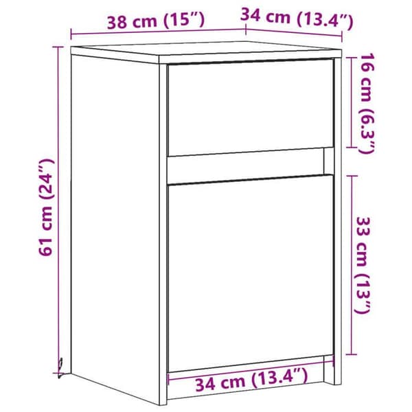vidaXL Sängbord med LED-lampor eksonoma, sidobord, sängskåp, sidobord för sovrum, 852002