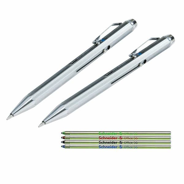 Stylo - pennset - Wedo refill 2-pack kulpennor 4 färger med glidmekanism + reservbläck